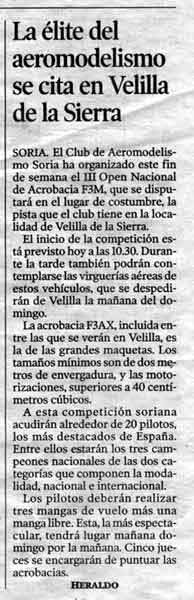 Nota en Heraldo de Soria 16-07-2005